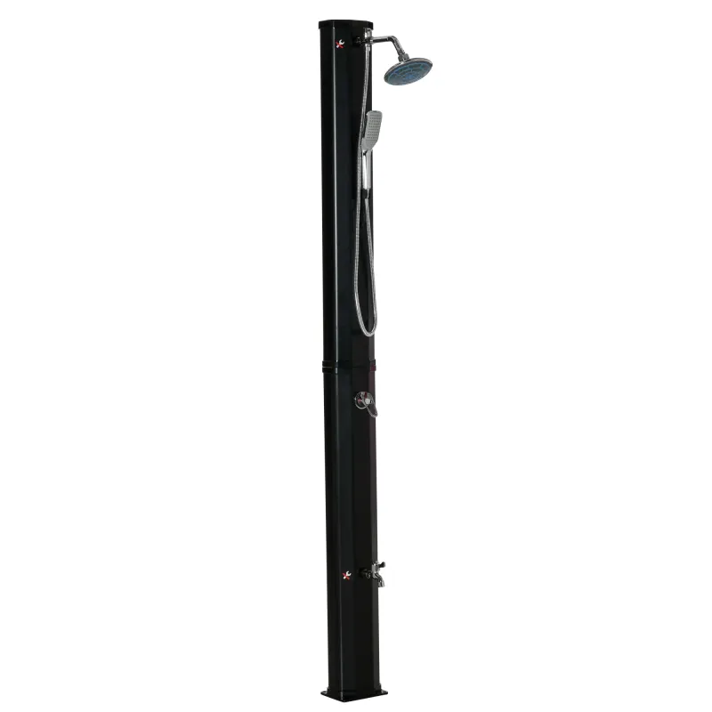 7' Outdoor Solar Heated Shower with 360 Rotating Rainfall & Handheld Shower Head, Foot Shower Faucet, Temperature and Pressure Adjustable, Holds 9.2 Gallons for Backyard Pool