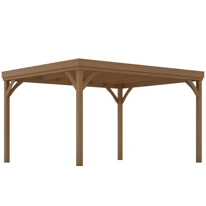 10' x 12' Outdoor Wooden Pergola, Grape Vine Gazebo with Concrete Anchors for Garden, Patio, Backyard, Deck, Brown