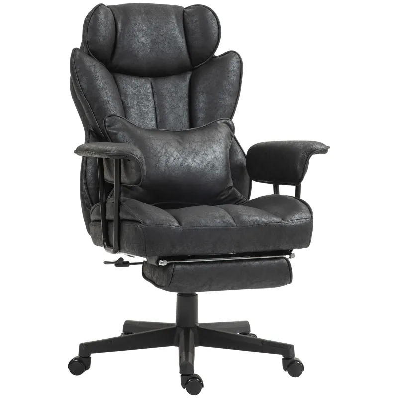 396lbs. Big and Tall Office Chair, Executive Office Chair with Footrest, Lumbar Support, and Reclining Function, Black