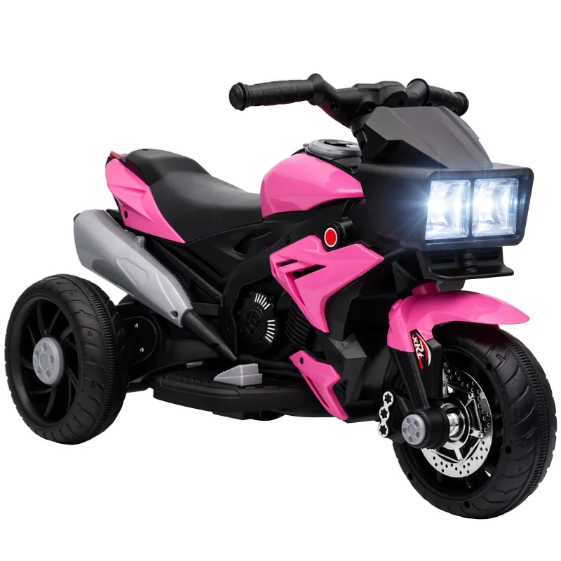 6V Kids Motorcycle, Battery-Operated Mini Electric Motorbike with Forward/Reverse Switch, Horn, Pink