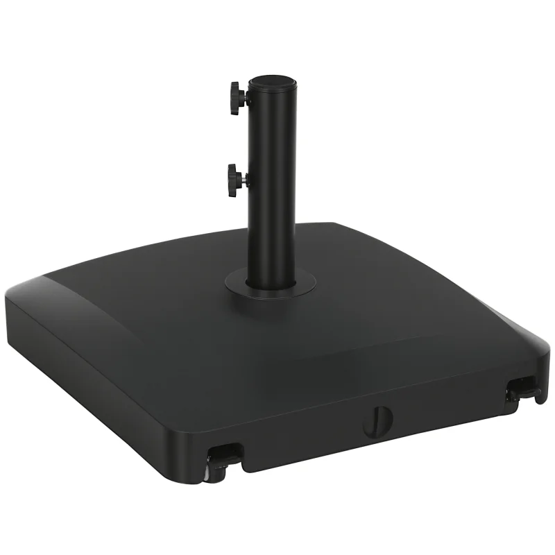 Patio Umbrella Base with Wheels, 53lbs Water or 66lbs Sand Filled, Heavy Duty Outdoor Umbrella Stand Holder, Black