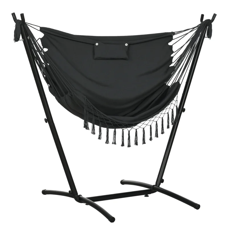 U Shape Stand Hammock Chair, Headrest Include Hammock Swing, Dark Gray