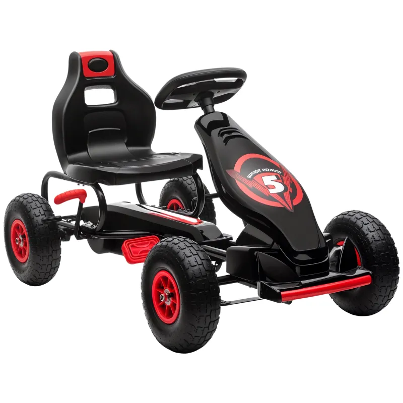 Kids Pedal Go Kart Ride-on Toy with Ergonomic Comfort, Pedal Car with Tough, Wear-Resistant Tread, Go Cart Kids Car, Red