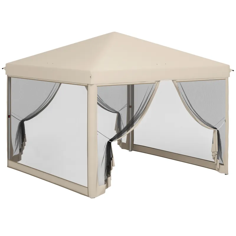 10' x 10' Pop Up Canopy Tent with Mesh Sidewalls, Height Adjustable, Transport Carrying Bag for Backyard Garden Patio