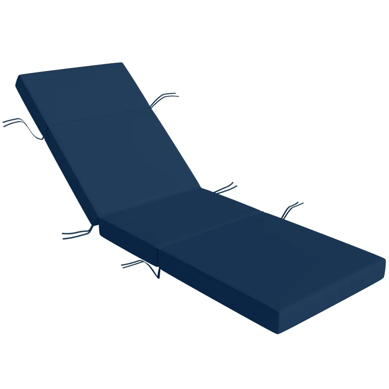 Chaise Lounge Cushion, 4" Thick Outdoor Lounge Chair Cushions with Ties for Patio, 26" x 80", Navy Blue
