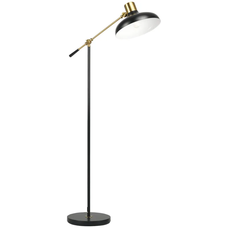 Adjustable Floor Lamps for Living Room, Standing Lamp for Bedroom with Balance Arm, Tall Black and Gold Lamp