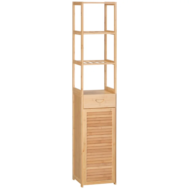 Bathroom Storage Cabinet with Drawer and Slatted Shelves