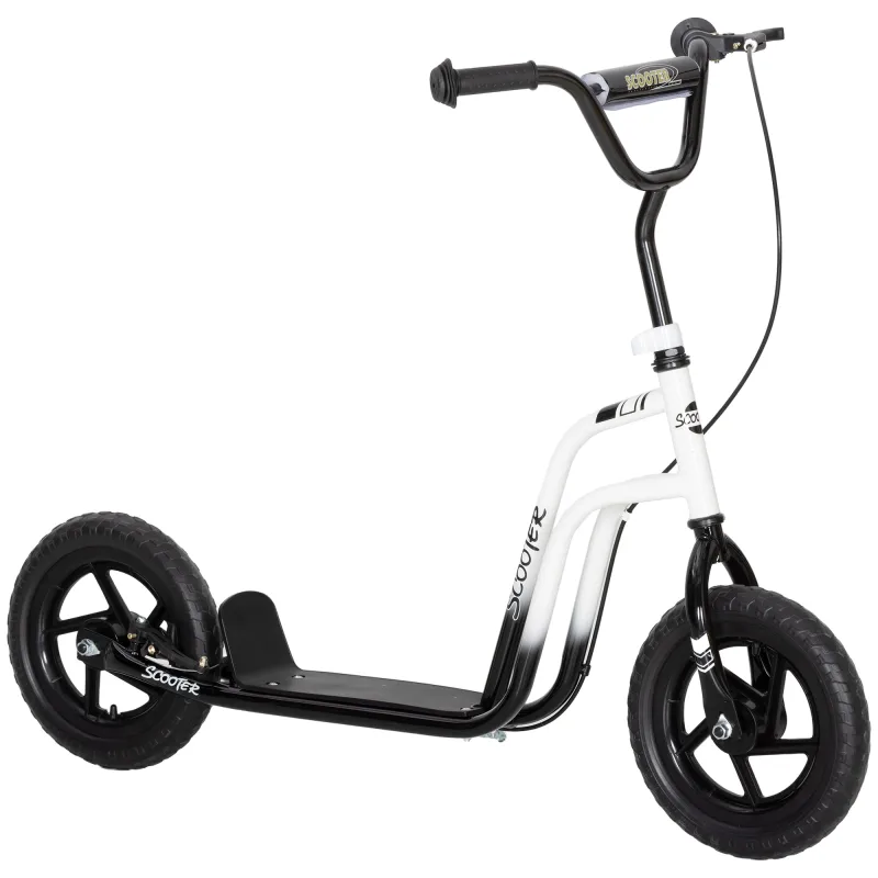 Kids Scooter, Lightweight Scooter with Adjustable Handlebar, Rear Brake, Kickstand, 12" EVA Wheels, for 5-12 Y, White