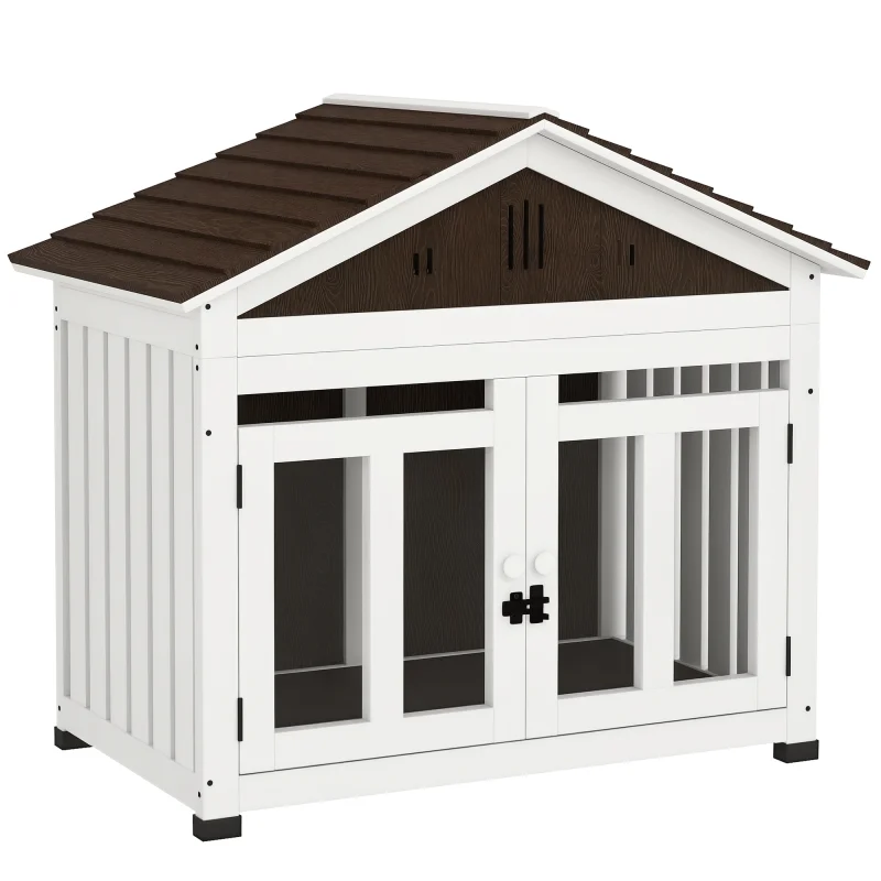 40"L Wooden Dog House Outdoor Indoor for Small, Medium, Large Dogs, with Air Vents & Elevated Removable Floor
