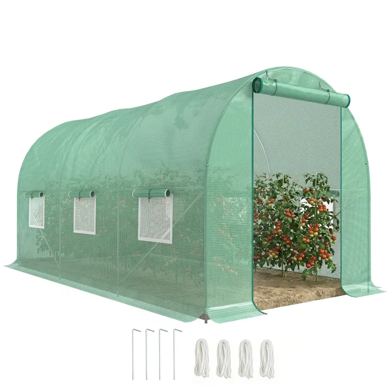 15' x 6' x 7' Outdoor Portable Walk-In Greenhouse with Windows