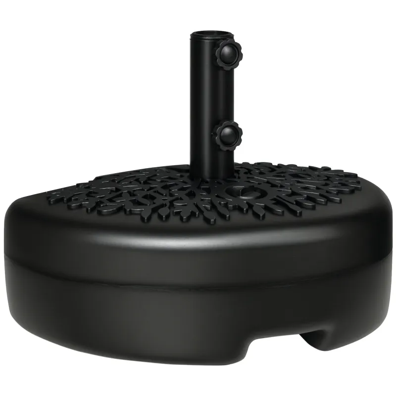 Half Round Umbrella Base, Sand or Water Filled Half Patio Umbrella Stand Holder for Lawn, Deck, Black