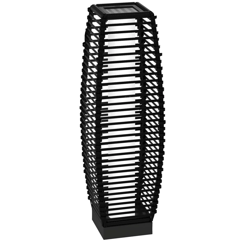 Solar Floor Lamp, Outdoor Rattan Garden Lantern Pathway Light & Decorative Driveway Lighting, Black