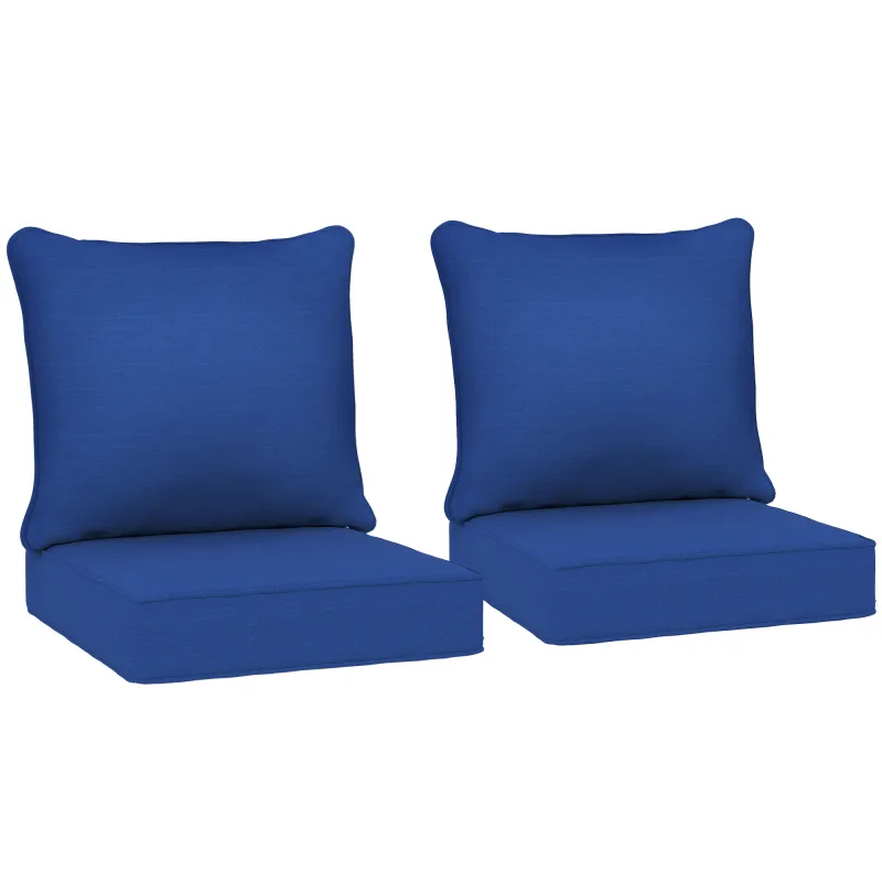 Patio Chair Cushions Set of 2 with Seat & Backrest, Fade Resistant Seat Replacement Cushion Set, Navy Blue
