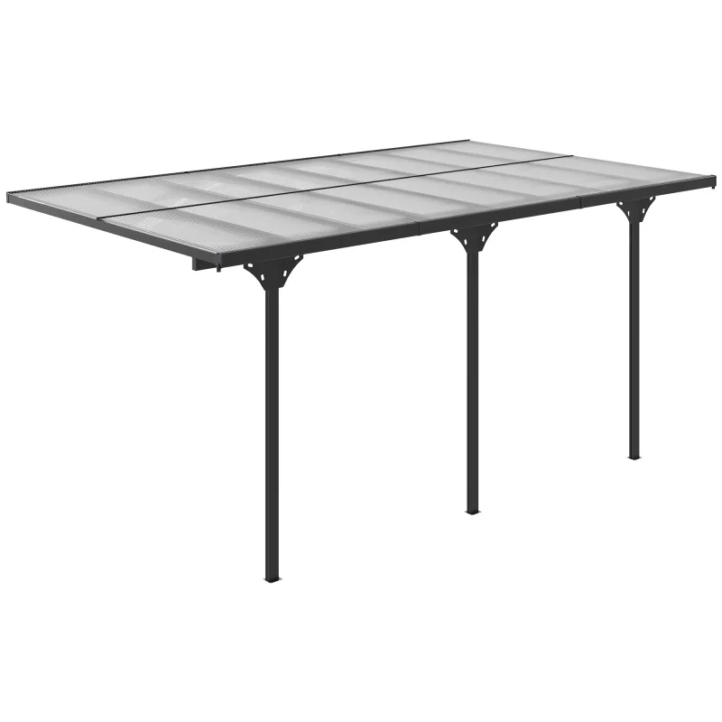 16.5' x 10' Outdoor Polycarbonate Pergola, Transparent UV Blocking Awning, Hardtop Deck Gazebo, Aluminum, Gray