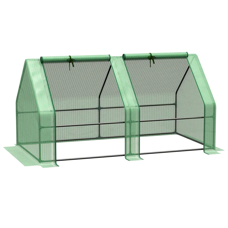 Portable Mini Greenhouse, Outdoor Garden with Large Zipper Doors and Water/UV PE Cover, 5.9' x 3' x 3', Green