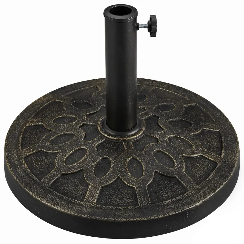 18" 26 lbs Round Resin Umbrella Base Stand Market Parasol Holder with Beautiful Decorative Pattern & Easy Setup