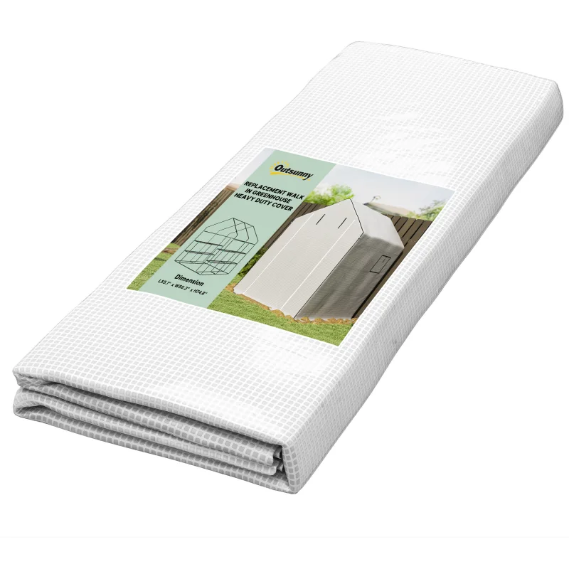 01-0472 Replacement Cover, 55" x 56.25" x 74.75" Walk-in Greenhouse Cover Reinforced Anti-Tear PE Hot House Cover, White
