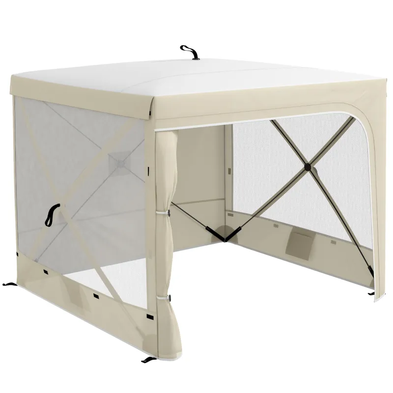 7' x 8' Pop Up Canopy Tent, Camping Tent Sun Shade Shelter with Curtains, Nettings and Carrying Bag, UV-Resistant