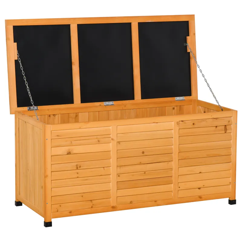 75 Gallon Wooden Deck Box, Outdoor Storage Container with Aerating Gap & Weather-Fighting Finish, Yellow