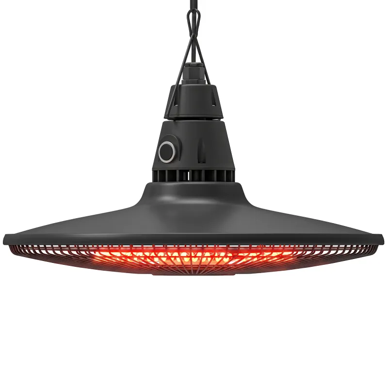 1500W Electric Patio Heater, IP65 Hanging Infrared Outdoor Heater with Carbon Fiber Tube, Remote Control, Black