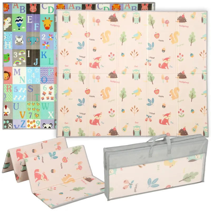 Baby Play Mat Double-Sided, Foldable Activity Playmat, Waterproof Reversible Playmat for Toddlers, 71" x 59"
