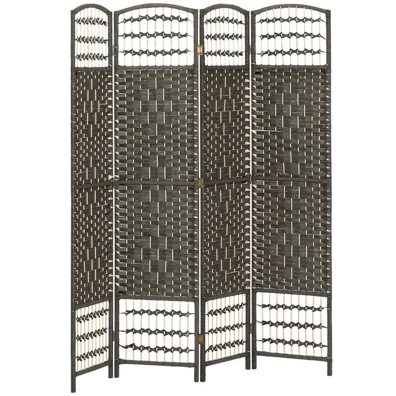 4 Panel Room Divider, Folding Screen, 5.6', Dark Gray
