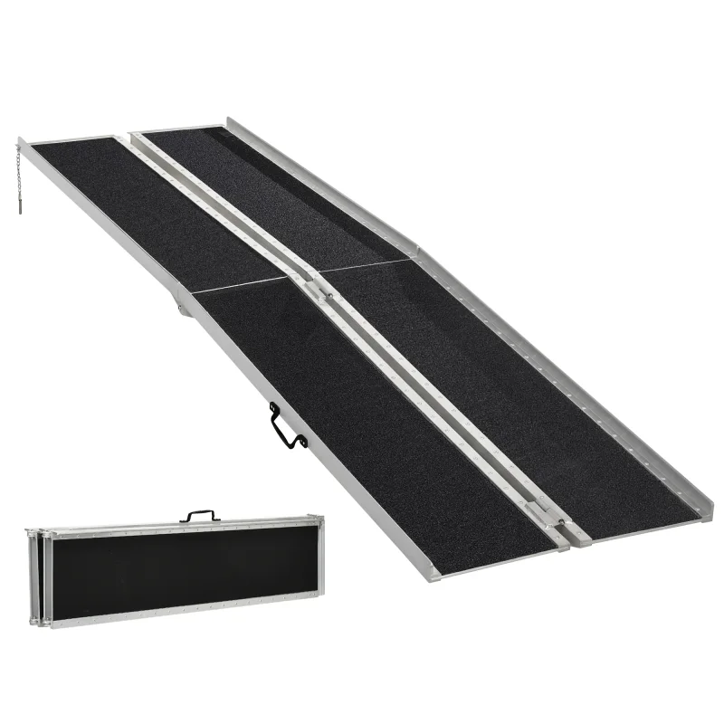 10' Skidproof Portable Wheelchair Ramp for Home, Steps, Doorways, Carpeted Foldable Handicap Ramp, Threshold Ramp