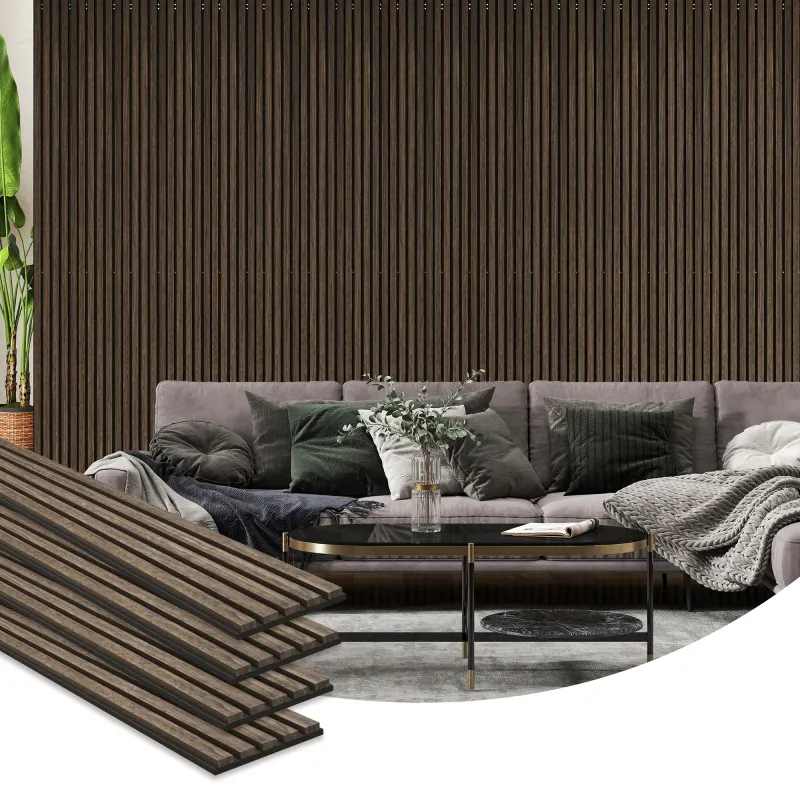 95" x 8" Wood Panels for Wall, 4 Pack Acoustic Panels, Sound Absorbing Slat Wall For Interior Wall Decor, Home, Walnut