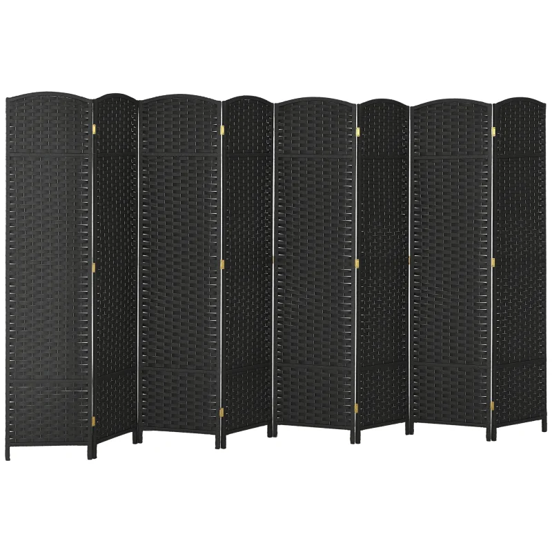 Folding Room Divider Screen 8 Panel 5.6 ' Tall Privacy Screen Freestanding Room Partition for Home Office, Black