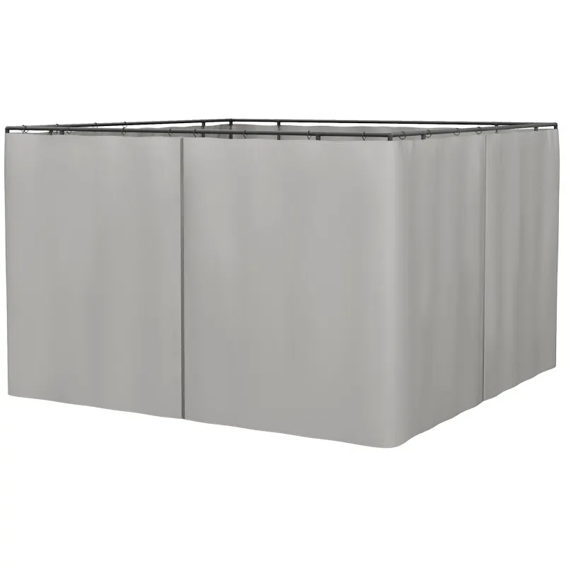 9.84' x 9.84' Gazebo Sidewall Set with Hooks/C-Rings, Gray