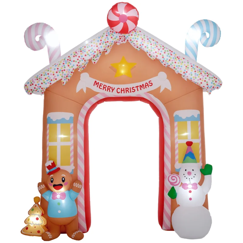 10FT Giant Inflatable Candy House Archway, Christmas Blow Up Arch with LED Lights for Indoor, Outdoor, Yard