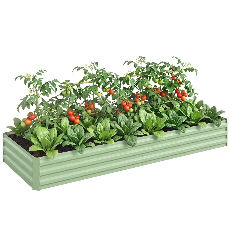 8x3x1FT Galvanized Raised Garden Bed, Easy DIY and Cleaning for Growing Flowers, Herbs, Succulents, Light Green