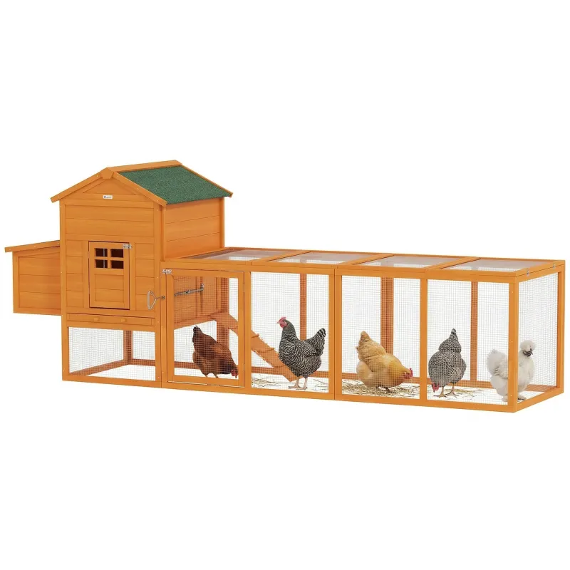 Extra Large Run Included Chicken Coop with Removable Tray Orange