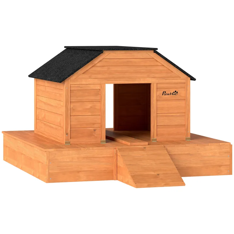 Floating Duck Coop, Wooden Duck House with Ramp and Waterproof Asphalt Roof, Small Animal House