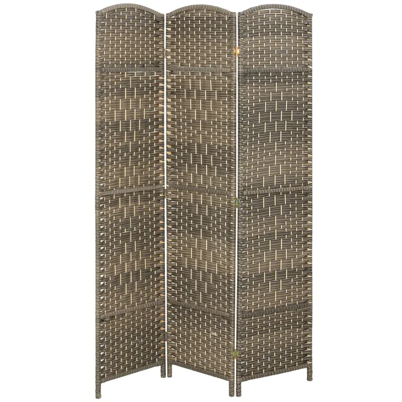 Folding Room Divider Screen 3 Panel 6' Tall Privacy Screen Freestanding Wood Partition for Home Office, Dark Rustic Oak