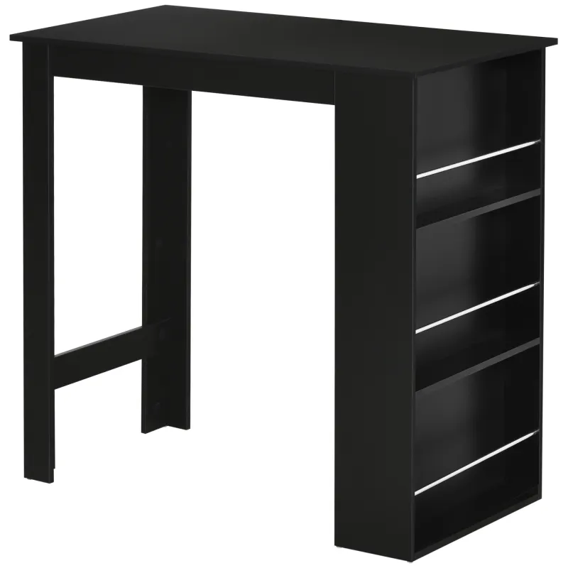 Modern Bar Table Counter Height Dining Table with 3 Storage Shelves for Kitchen, Dining Room, Living Room, Black