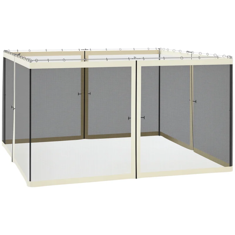 Replacement Mesh Sidewall Netting for 12' x 12' Gazebos and Canopy Tents with Zippers, (Sidewall Only) Cream