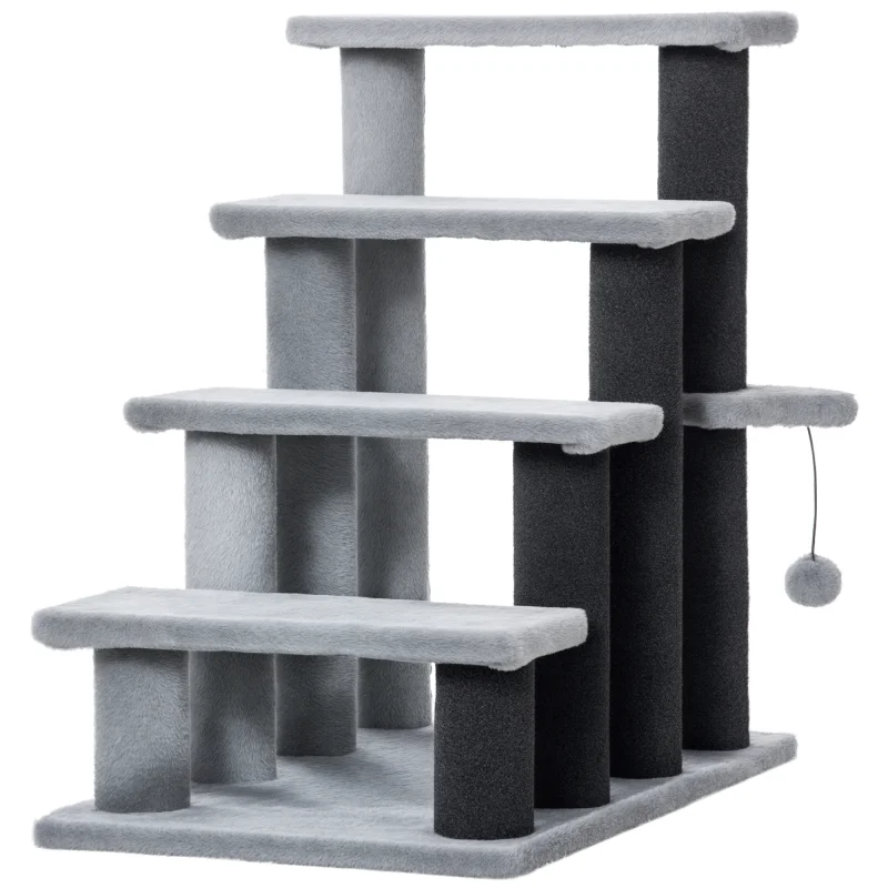 Cat Tree, Cat Tower Cat Stair Steps with Scratching Post, Hanging Play Ball for High Bed, Sofa, Indoor / Outdoor