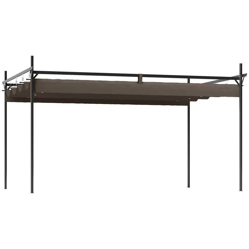 10' x 13' Metal Retractable Pergola Canopy, Outdoor Pergola for Garden, Patio, Backyard, Deck, Brown