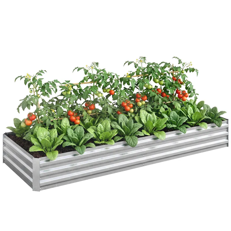 95" x 36" x 12" Galvanized Raised Garden Bed, Easy DIY and Cleaning for Growing Flowers, Herbs, Succulents, Silver