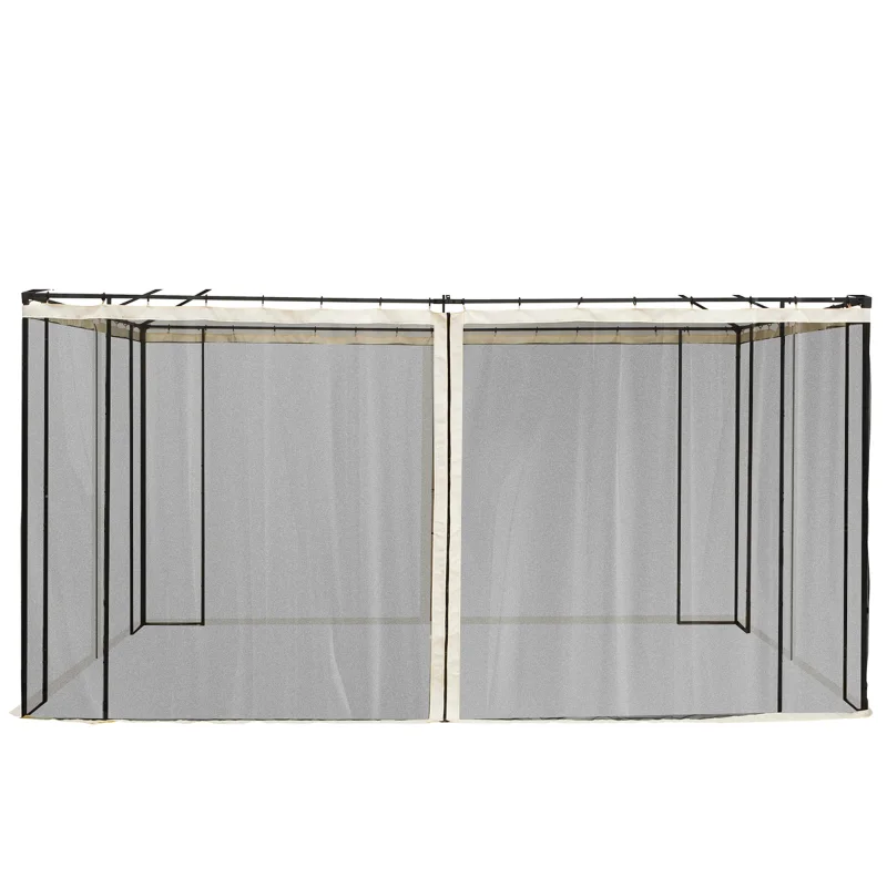 Replacement Mesh Sidewall Netting for 10' x 13' Gazebos and Canopy Tents with Zippers, (Sidewall Only) Cream