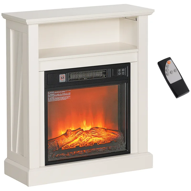27" Freestanding Electric Fireplace with Mantel, 1400W Replaceable Fireplace Insert Heater with Timer, White