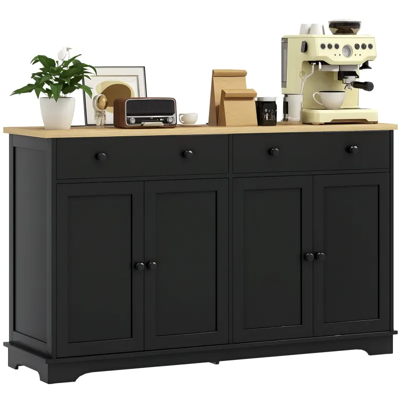 Modern Sideboard, Buffet Cabinet with Storage Drawers, Adjustable Shelves for Living Room, Dining Room, Entryway, Black