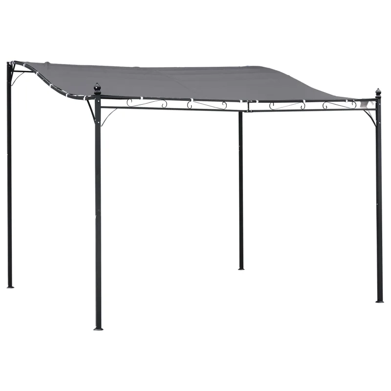 10' x 13' Outdoor Pergola Gazebo, Steel Patio Canopy with Weather-Resistant Fabric and Drainage Holes, Gray