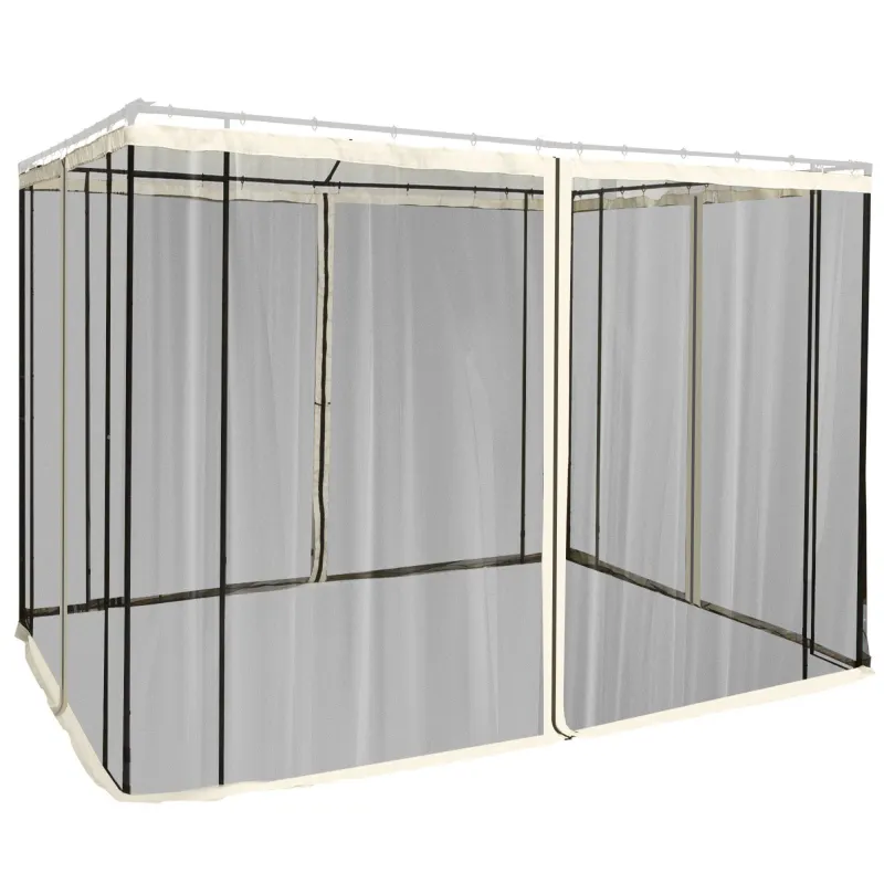 Replacement Mesh Sidewall Netting for 10' x 10' Gazebos and Canopy Tents with Zippers, (Sidewall Only) Cream