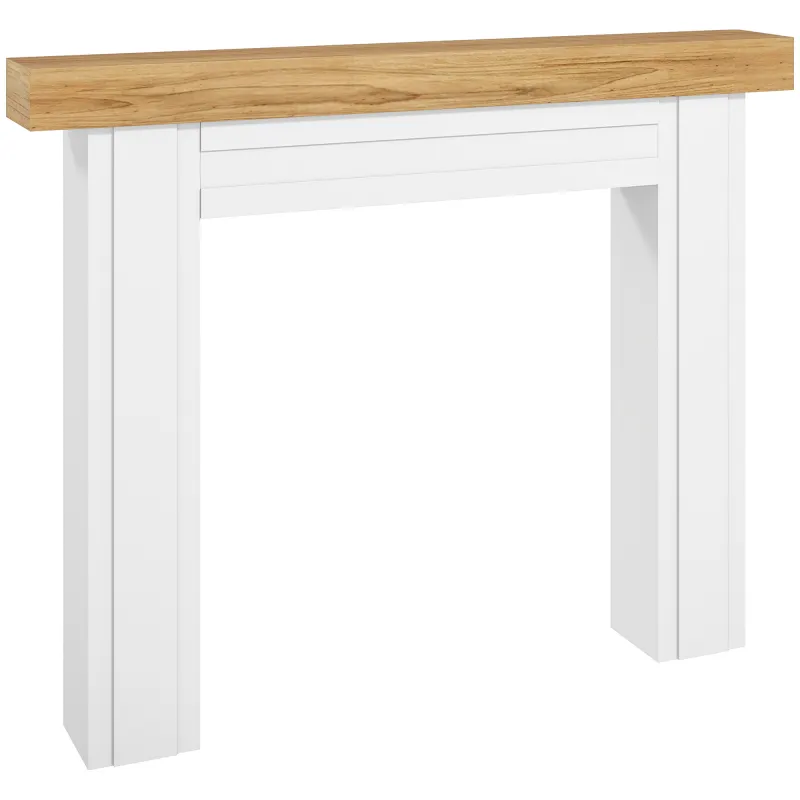 Modern Fireplace Mantel, Freestanding Fireplace Surround with Leg for Electric Fireplaces, 51.2" W x 40.6" H, Natural Wood