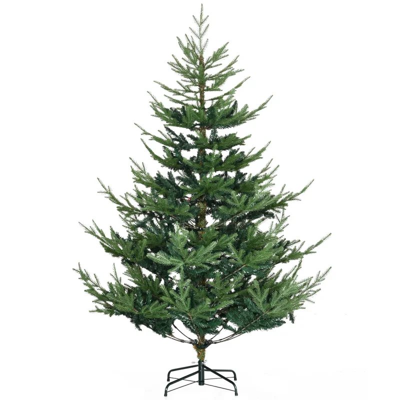 6 Foot Artificial Christmas Tree, Nordic Pine Hinged Xmas Tree with 795 Realistic Branches, Wide Steel Base, Auto Open, Green