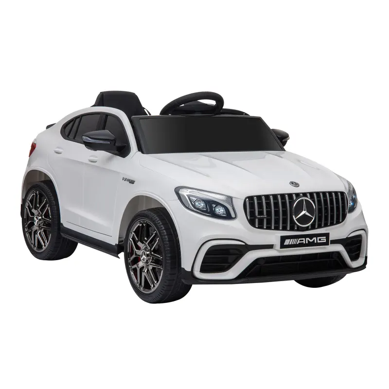 12V Toddler Ride On Car with Remote Control, Mercedes Benz AMG GLC63S Coupe, Electric Car with 2 Speed, MP3 Player, Light, Horn, Songs, Suspension, White