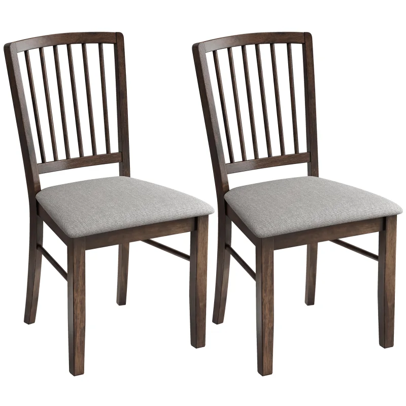 Dining Chairs Upholstered Kitchen Chairs with Rubberwood Legs Set of 2, Burn Brown