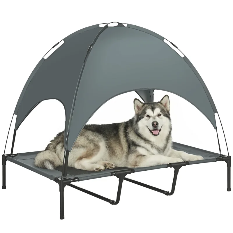 48" x 36" Elevated Portable Dog Cot Cooling Pet Bed with UV Protection Canopy Shade